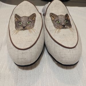 Journey West Women's Mules Flats with Embroidery Belgian Loafers Slip on